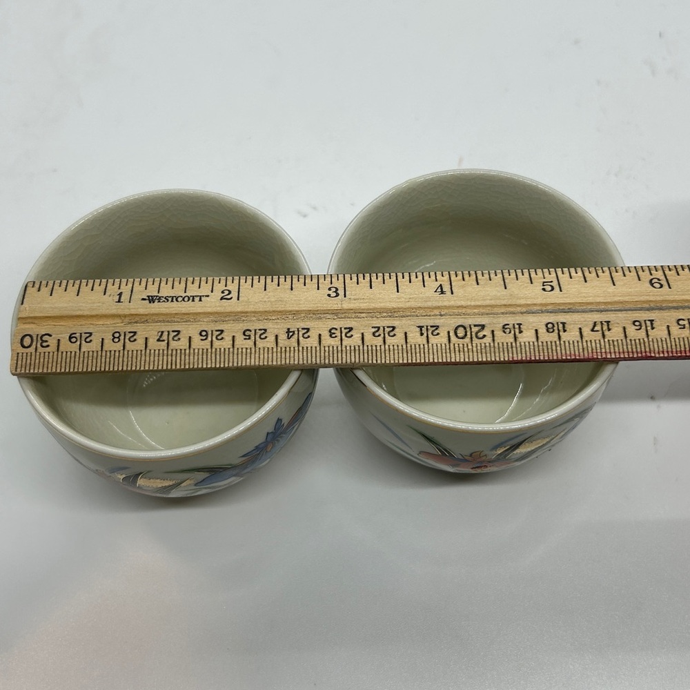 Set Of 2 Sake Cups Floral Japanese Shot Glass - Picture 11 of 12
